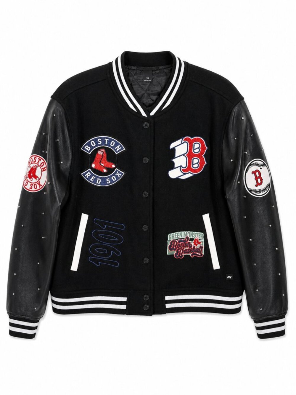 Wild Collective x Anthropologie Boston Red Sox Varsity Jacket 1X Rare Studded - Picture 2 of 6